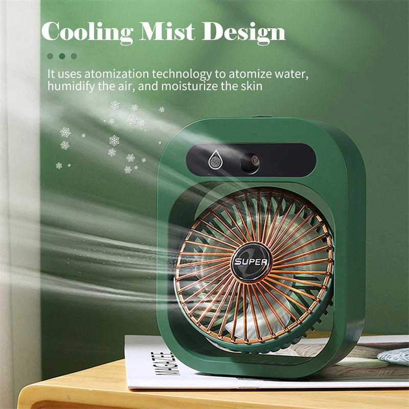2-in-1 USB Misting Fan & Humidifier | Portable Air Cooler with 3 Wind Speeds  Stay Cool & Refreshed Anywhere