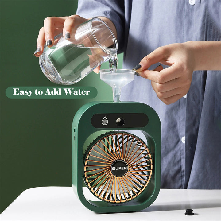 2-in-1 USB Misting Fan & Humidifier | Portable Air Cooler with 3 Wind Speeds  Stay Cool & Refreshed Anywhere
