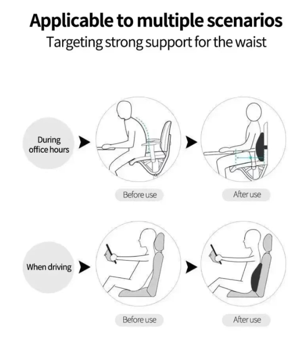 Lumbar Support Pillow – Memory Foam Back Cushion for Chairs