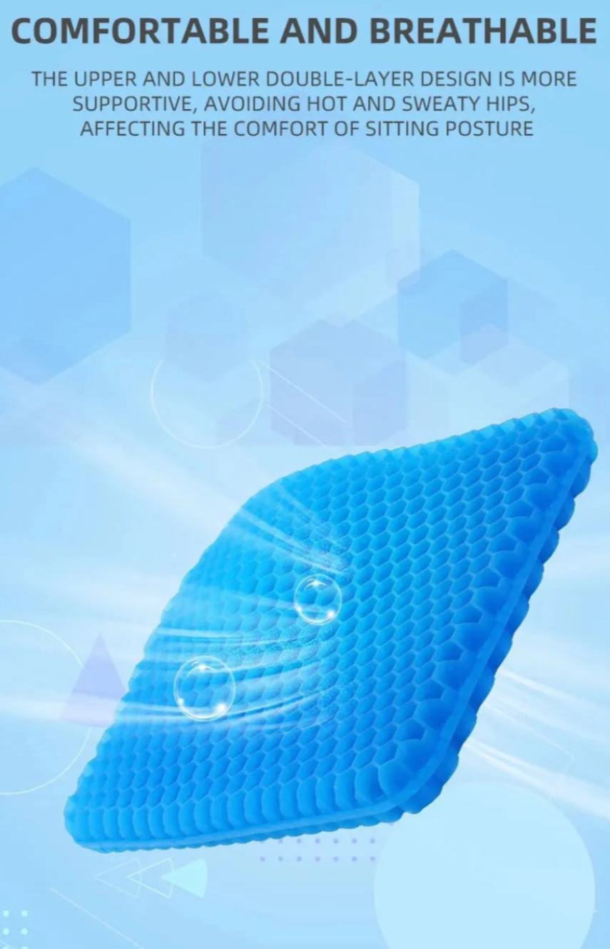 Gel Seat Cushion – Honeycomb Design for Back & Tailbone Relief