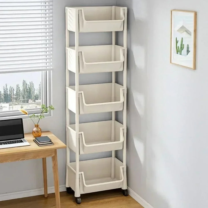 Slim Rolling Storage Rack – Multi-Tier Trolley Bookshelf Organizer