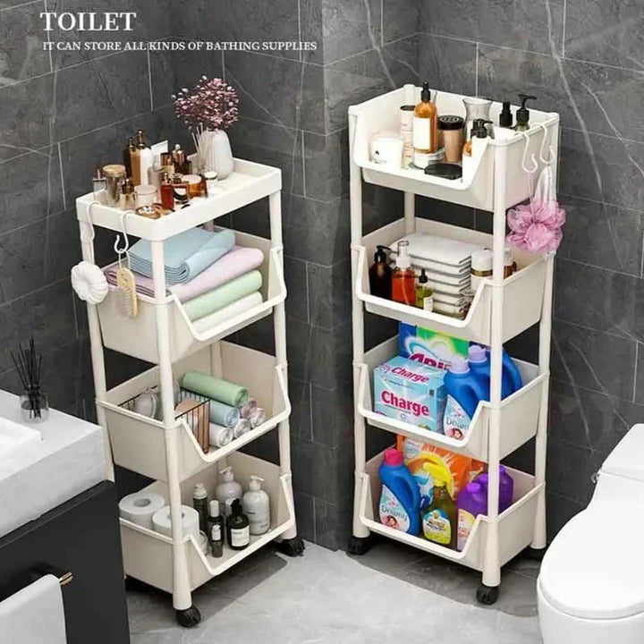 Slim Rolling Storage Rack – Multi-Tier Trolley Bookshelf Organizer