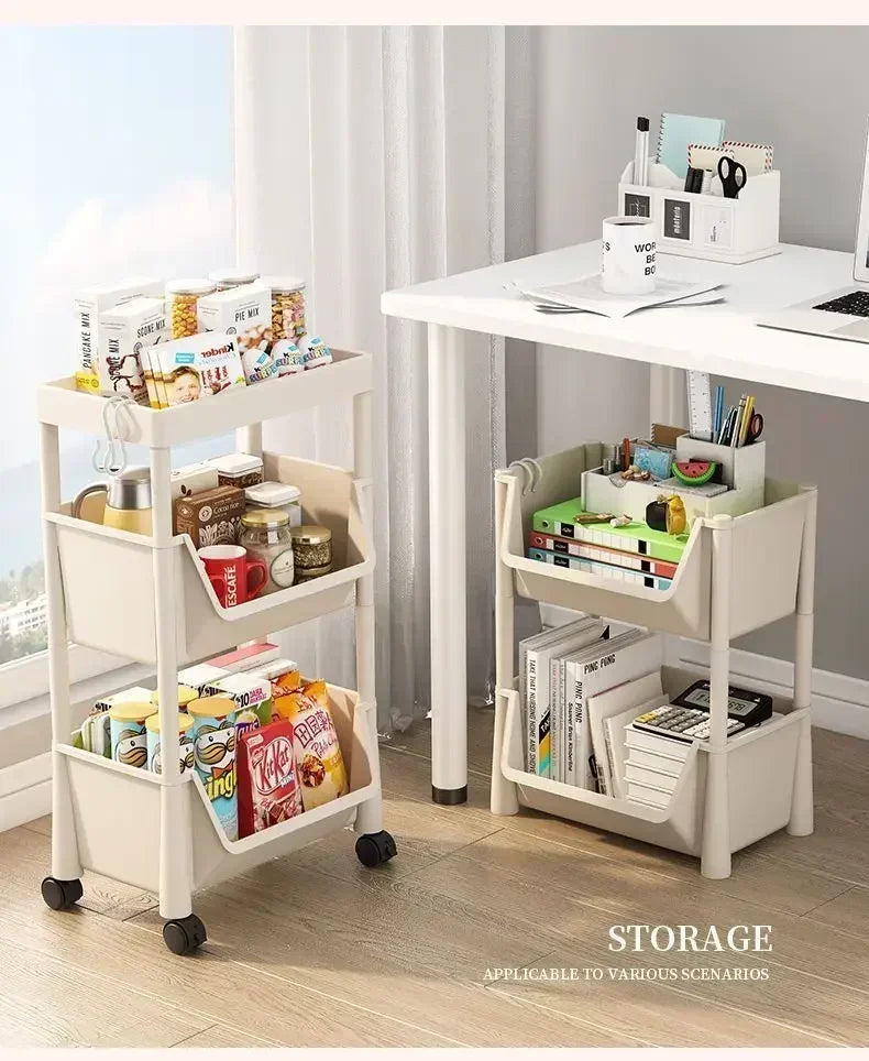 Slim Rolling Storage Rack – Multi-Tier Trolley Bookshelf Organizer