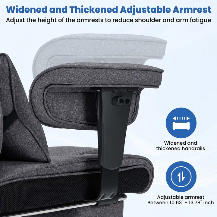 Big & Tall High-Back Executive Office Chair | Breathable Linen + Massage Lumbar Support