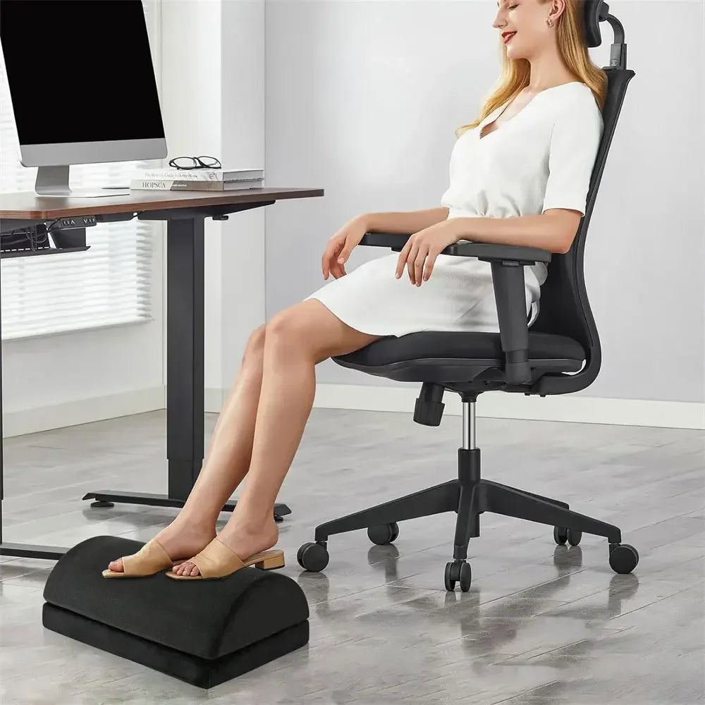 2 Heights Adjustable Foot Rest Under Desk, Soft Memory Foam Footrest Under Desk  for Foot Rest At Work, Home, Airplane, Travel