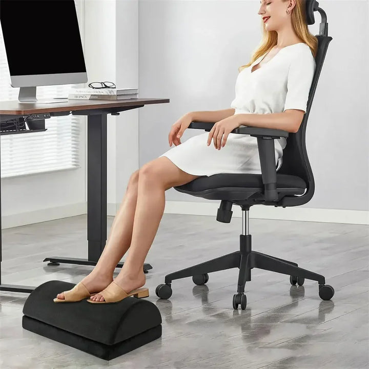 2 Heights Adjustable Foot Rest Under Desk, Soft Memory Foam Footrest Under Desk  for Foot Rest At Work, Home, Airplane, Travel