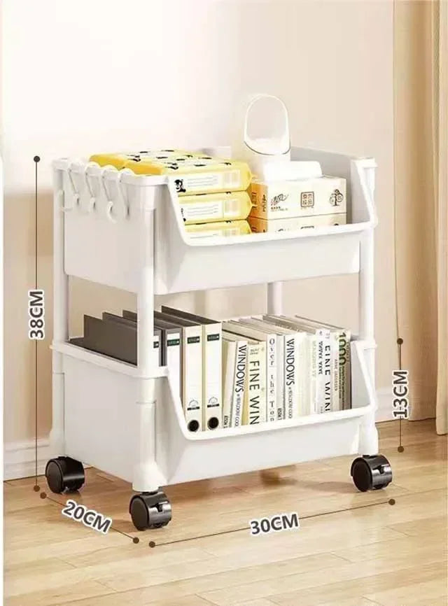Slim Rolling Storage Rack – Multi-Tier Trolley Bookshelf Organizer
