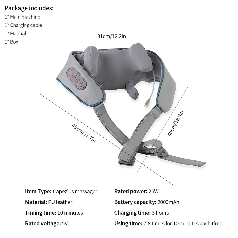Foreverlily Wireless Neck & Back Massager - Heat + Shiatsu Kneading Shawl