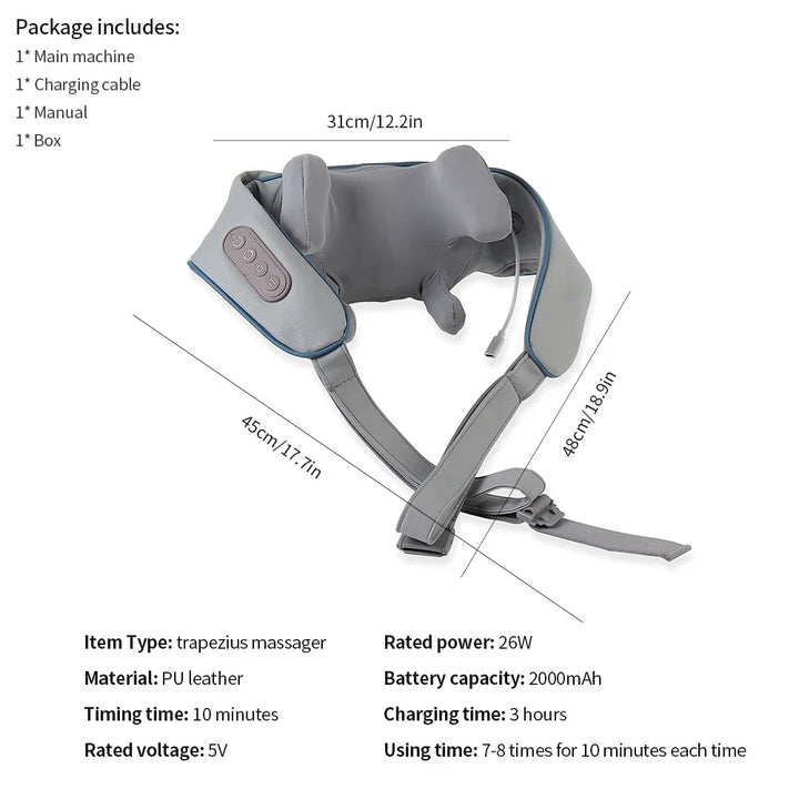 Foreverlily Wireless Neck & Back Massager - Heat + Shiatsu Kneading Shawl