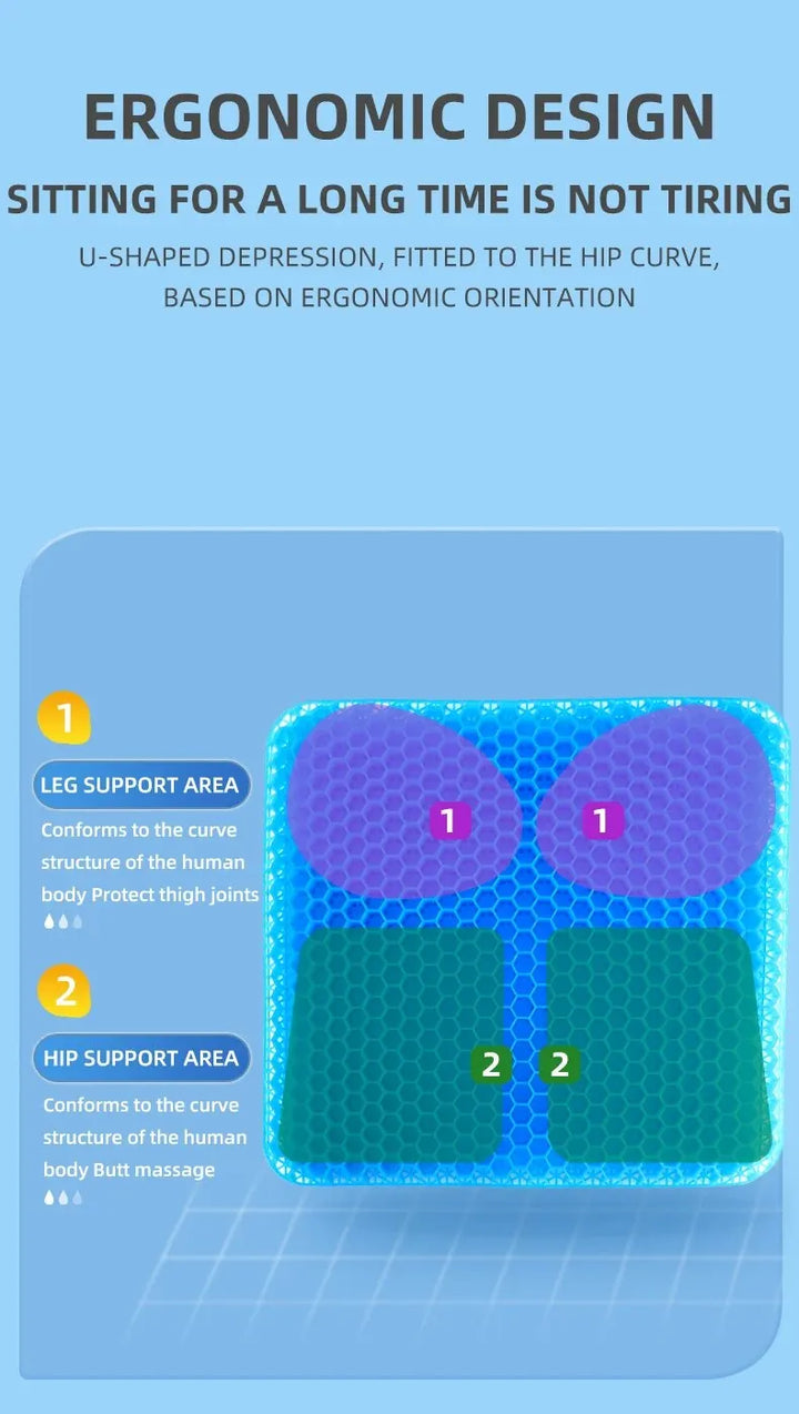 Gel Seat Cushion – Honeycomb Design for Back & Tailbone Relief