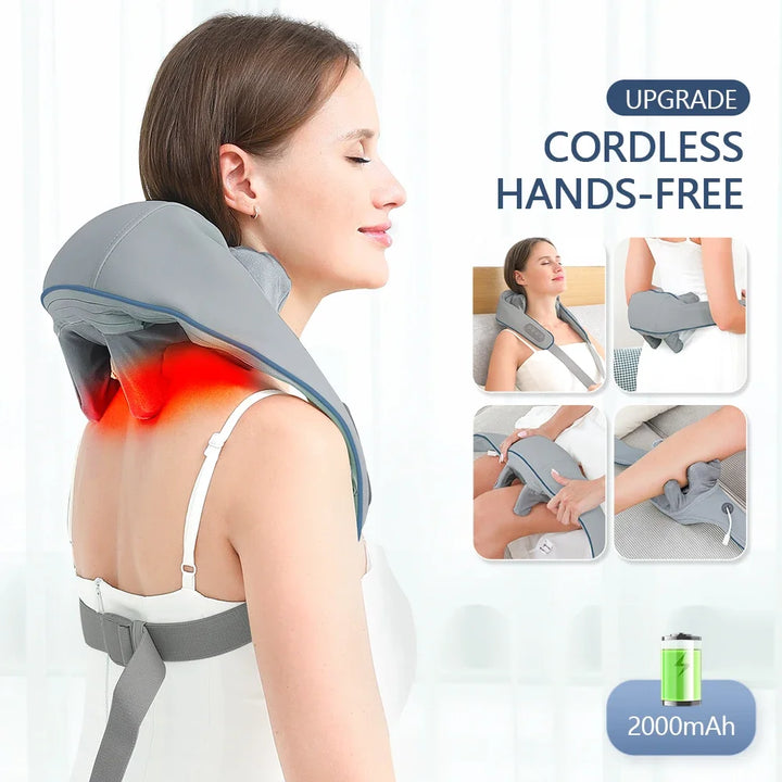 Foreverlily Wireless Neck & Back Massager - Heat + Shiatsu Kneading Shawl