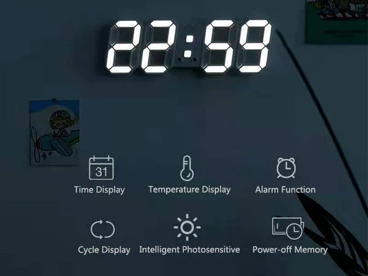 3D LED Digital Clock | Wall & Desk Decoration | Adjustable Brightness & Night Mode
