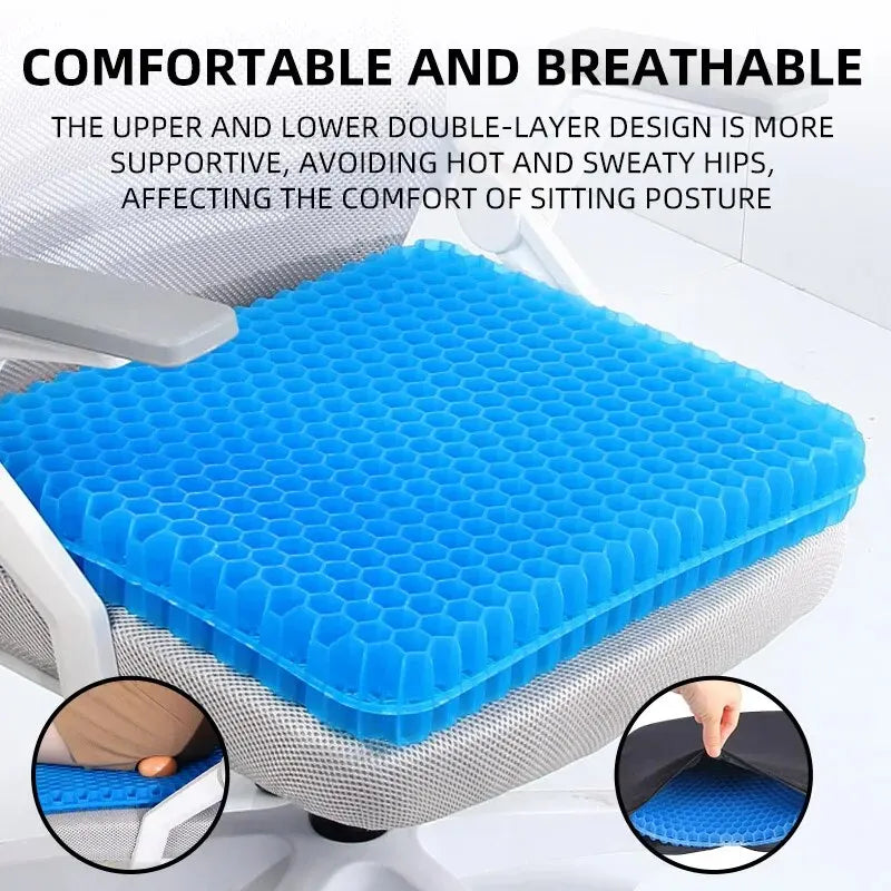 Gel Seat Cushion – Honeycomb Design for Back & Tailbone Relief