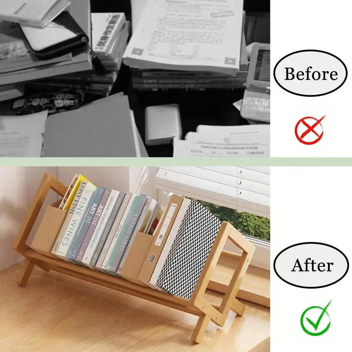 Bamboo Desktop Bookshelf – Compact Multi-Tier Organizer