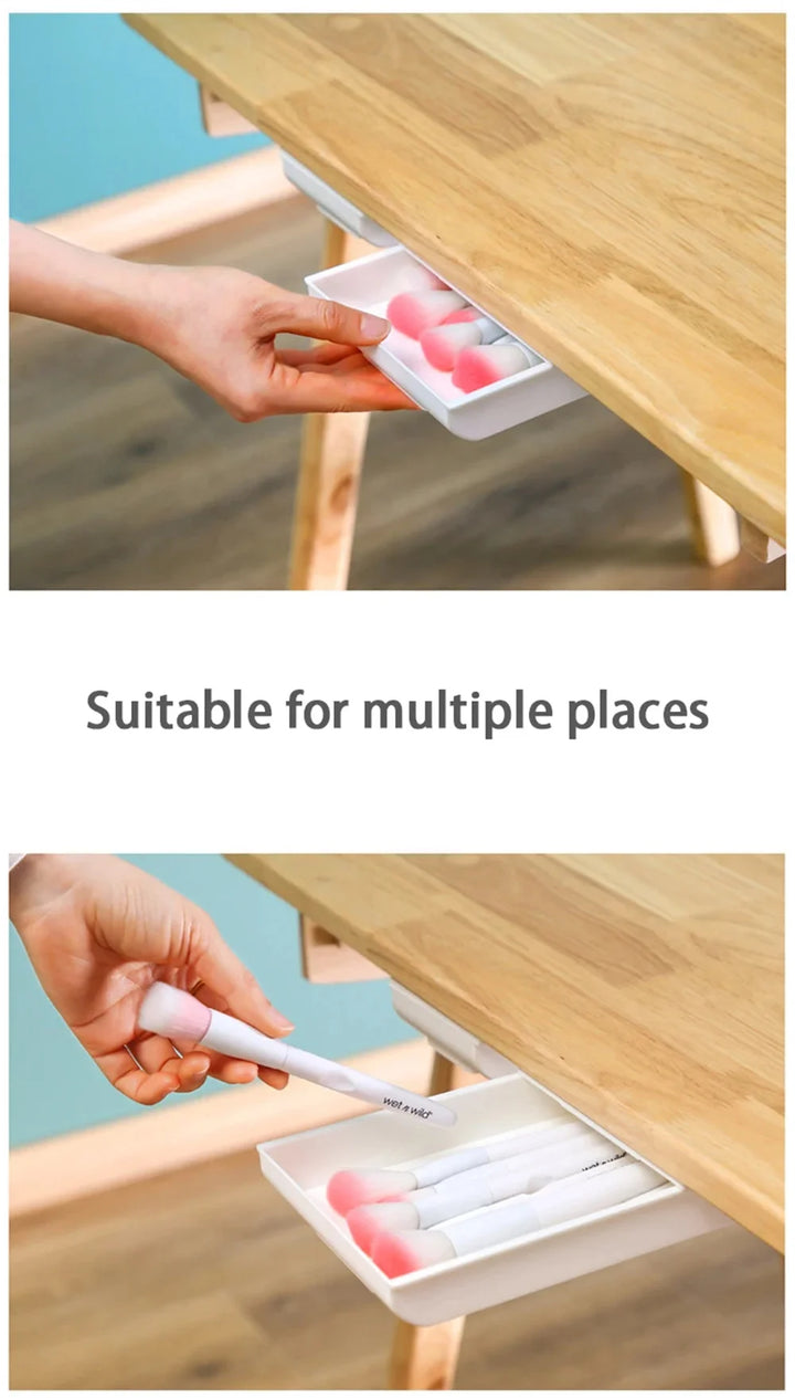 Hidden Desk Drawer Organizer – Self-Adhesive Under-Table Storage Box