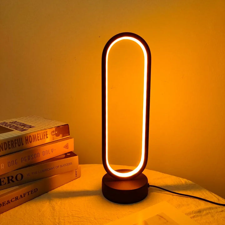 LED Ring Bedside Lamp | Three-Color Dimming Night Light for Bedroom & Living Room