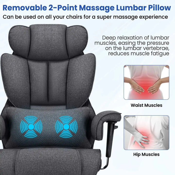 Big & Tall High-Back Executive Office Chair | Breathable Linen + Massage Lumbar Support