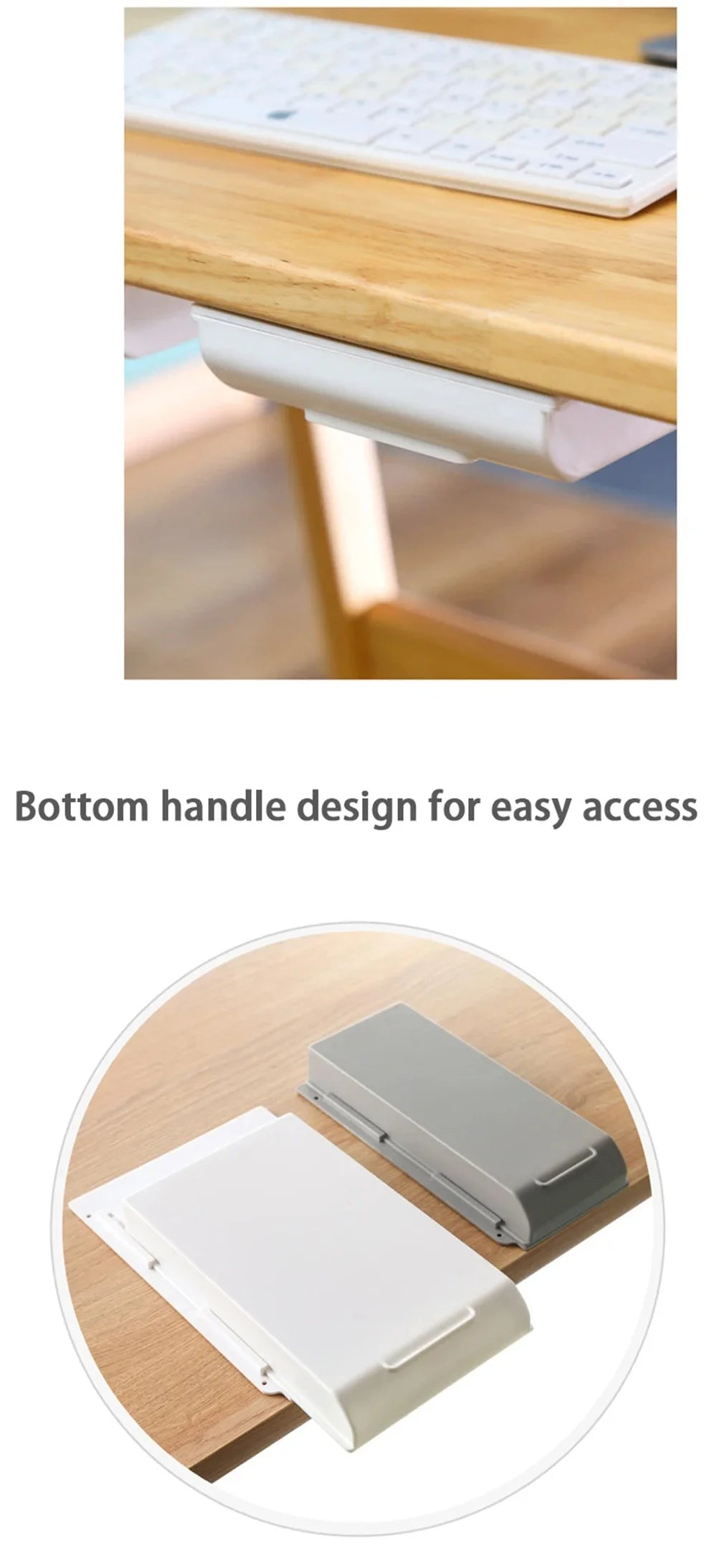 Hidden Desk Drawer Organizer – Self-Adhesive Under-Table Storage Box
