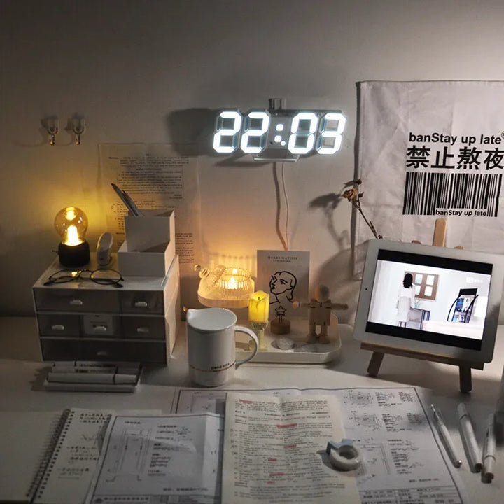 3D LED Digital Clock | Wall & Desk Decoration | Adjustable Brightness & Night Mode