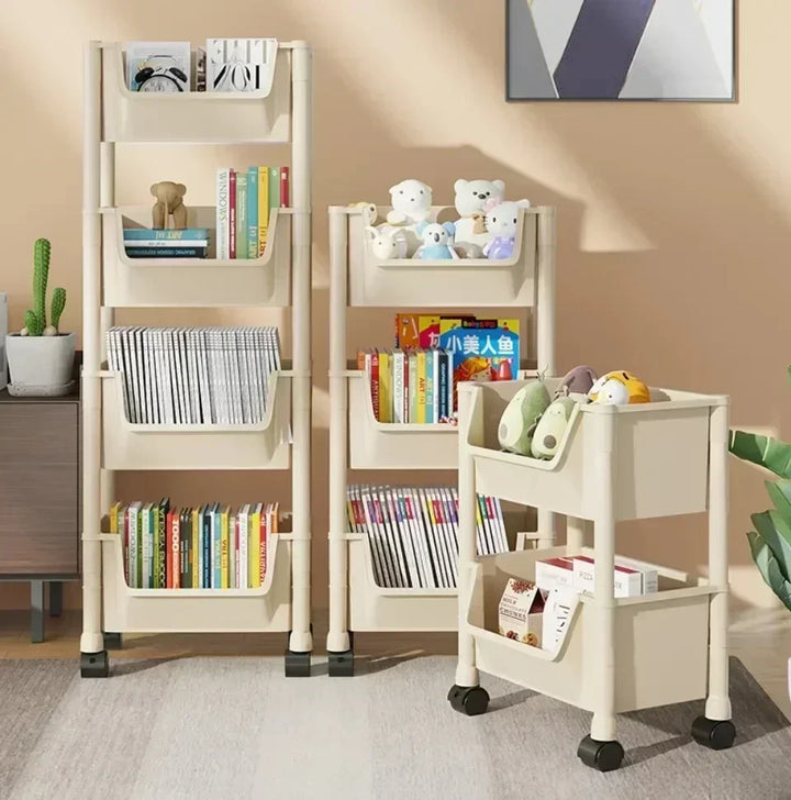 Slim Rolling Storage Rack – Multi-Tier Trolley Bookshelf Organizer