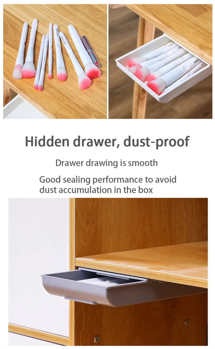 Hidden Desk Drawer Organizer – Self-Adhesive Under-Table Storage Box