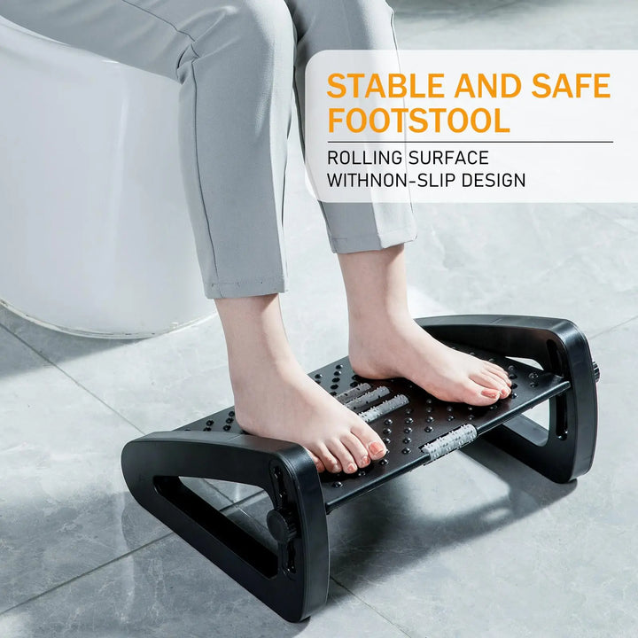 Under-Desk Footrest with Massage Rollers – Ergonomic Leg Support