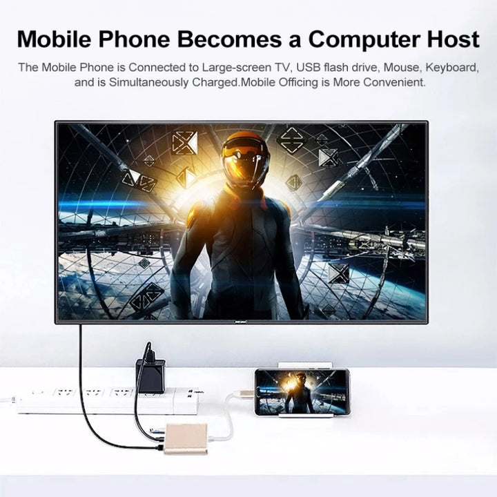 3 In 1 Usb-C Usb Hdmi-Compatible 4k Usb 3.1 Type-C To Usb 3.0 Charging Adapter and Converter