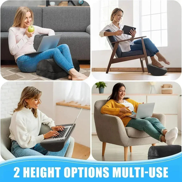 2 Heights Adjustable Foot Rest Under Desk, Soft Memory Foam Footrest Under Desk  for Foot Rest At Work, Home, Airplane, Travel