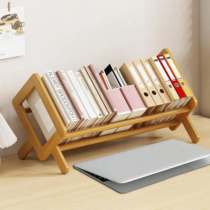 Bamboo Desktop Bookshelf – Compact Multi-Tier Organizer