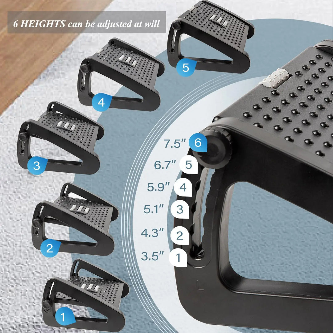 Under-Desk Footrest with Massage Rollers – Ergonomic Leg Support