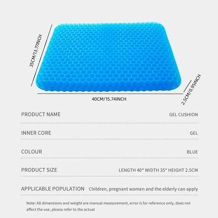 Gel Seat Cushion – Honeycomb Design for Back & Tailbone Relief