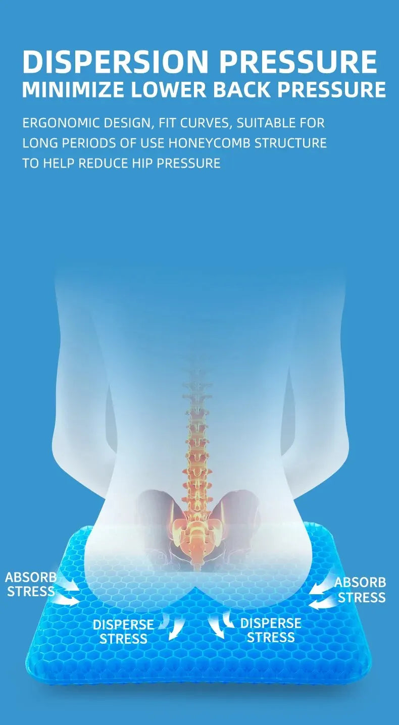 Gel Seat Cushion – Honeycomb Design for Back & Tailbone Relief