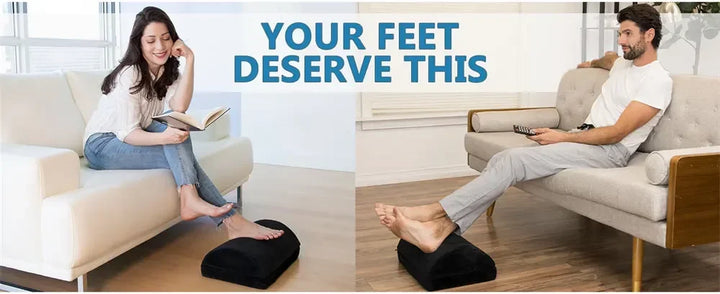 2 Heights Adjustable Foot Rest Under Desk, Soft Memory Foam Footrest Under Desk  for Foot Rest At Work, Home, Airplane, Travel