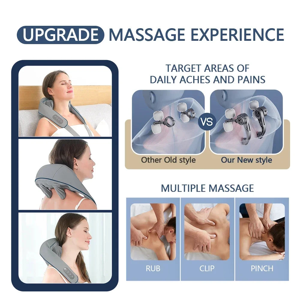 Foreverlily Wireless Neck & Back Massager - Heat + Shiatsu Kneading Shawl