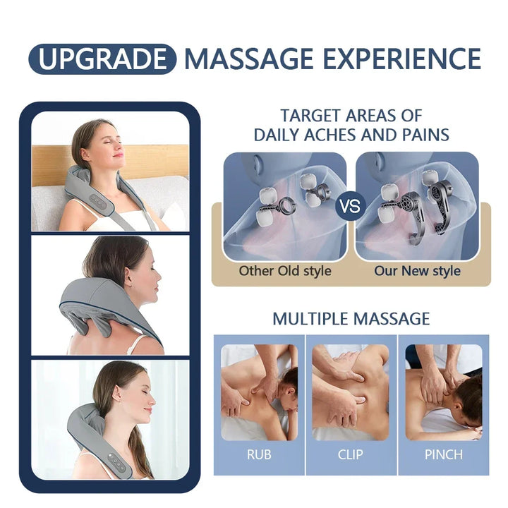 Foreverlily Wireless Neck & Back Massager - Heat + Shiatsu Kneading Shawl
