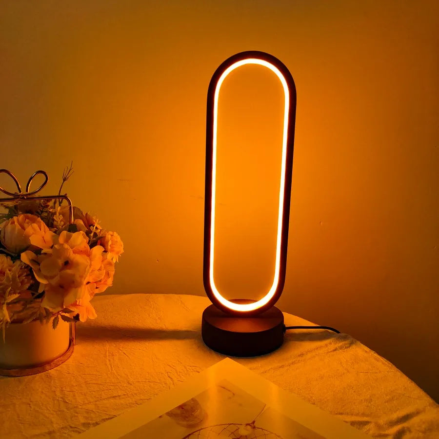LED Ring Bedside Lamp | Three-Color Dimming Night Light for Bedroom & Living Room