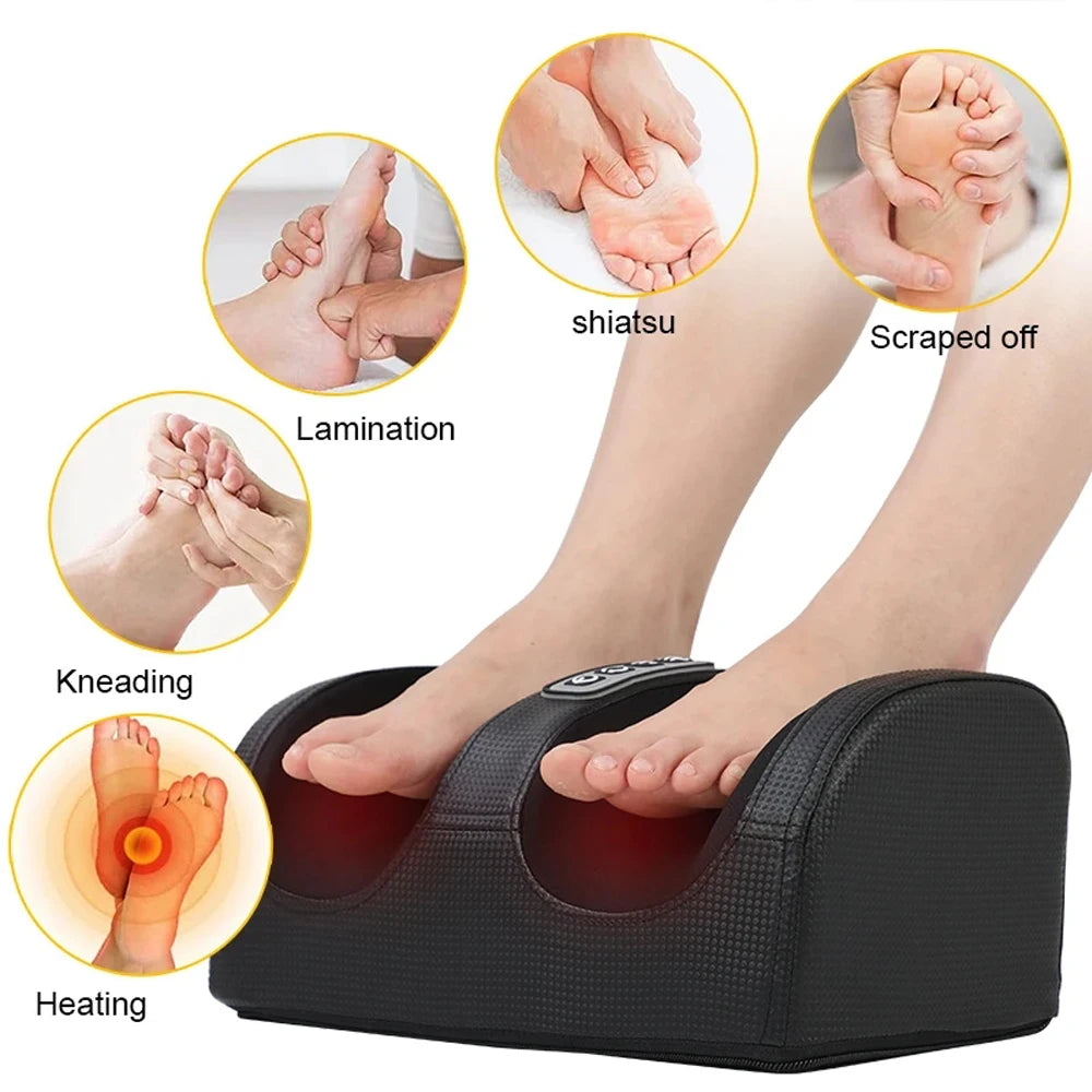 Electric Shiatsu Foot Massager - Deep Tissue Kneading + Heat Therapy