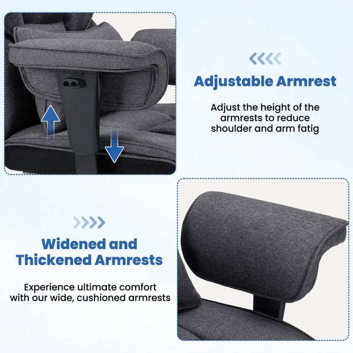 Big & Tall High-Back Executive Office Chair | Breathable Linen + Massage Lumbar Support