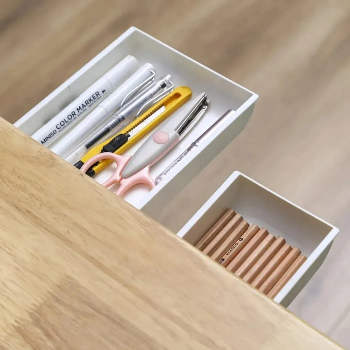 Hidden Desk Drawer Organizer – Self-Adhesive Under-Table Storage Box