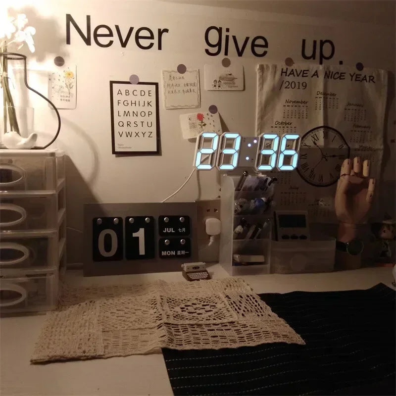 3D LED Digital Clock | Wall & Desk Decoration | Adjustable Brightness & Night Mode