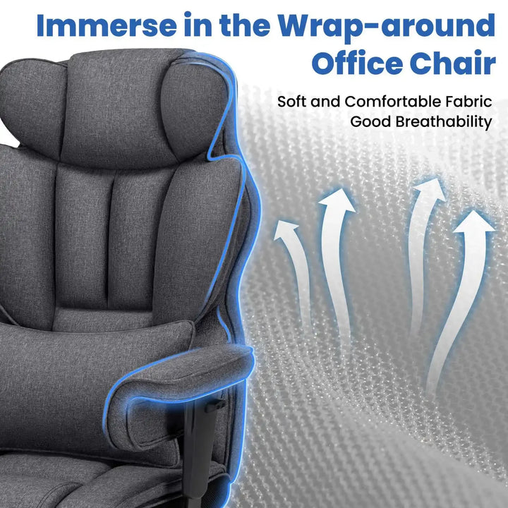 Big & Tall High-Back Executive Office Chair | Breathable Linen + Massage Lumbar Support