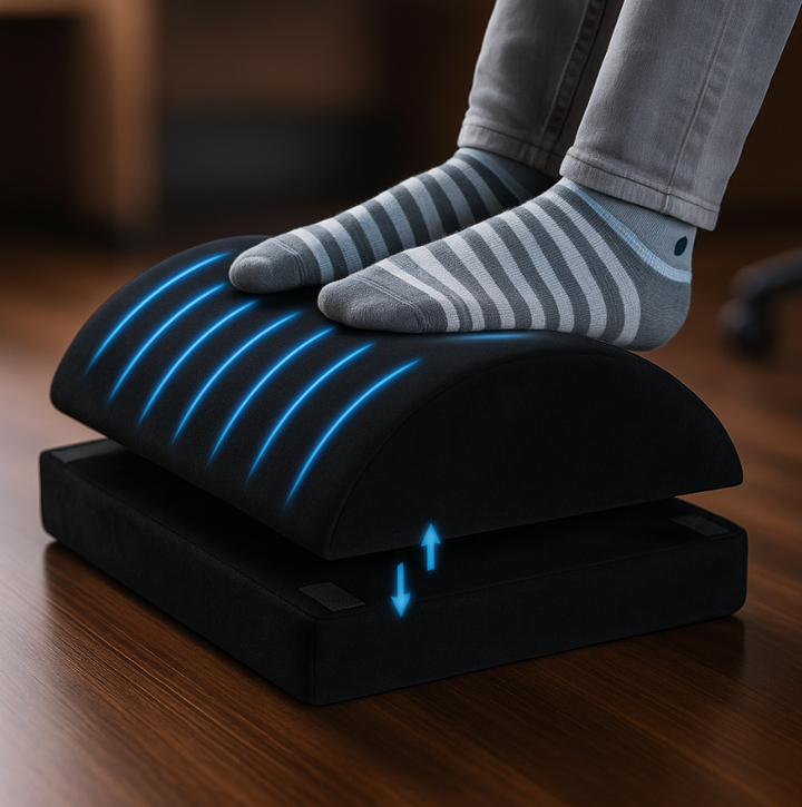 2 Heights Adjustable Foot Rest Under Desk, Soft Memory Foam Footrest Under Desk  for Foot Rest At Work, Home, Airplane, Travel