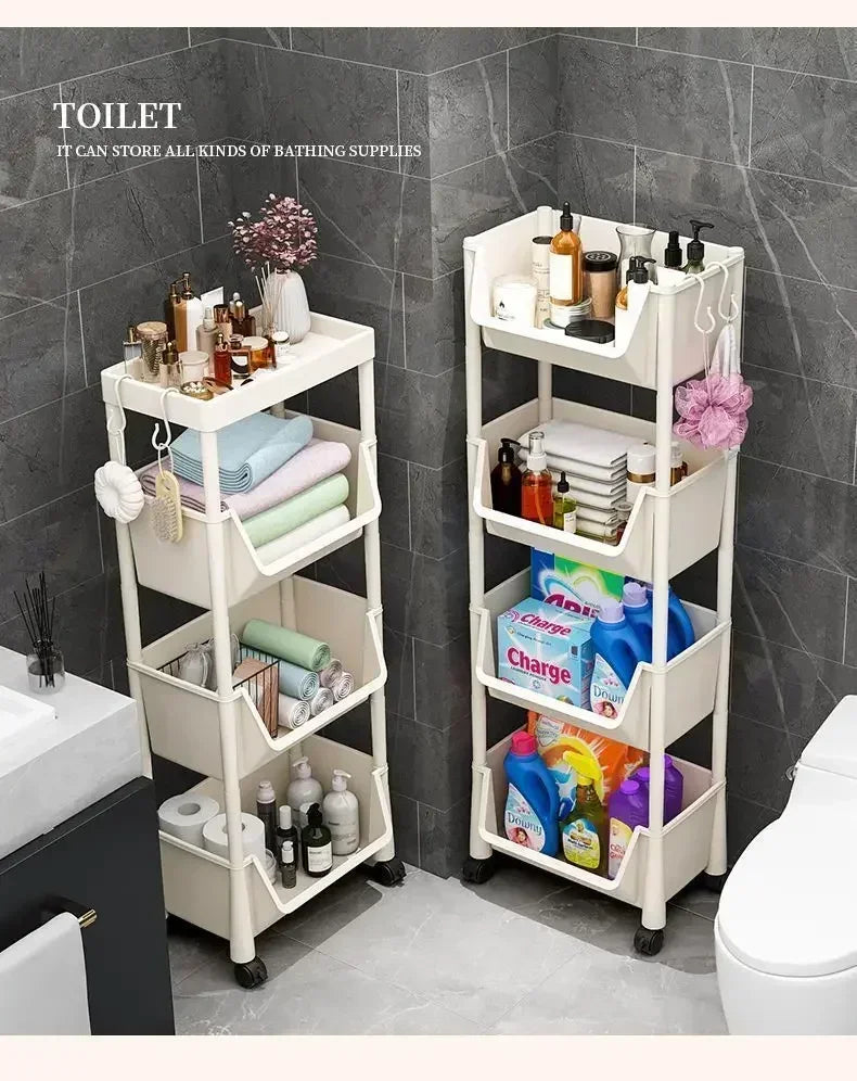 Slim Rolling Storage Rack – Multi-Tier Trolley Bookshelf Organizer