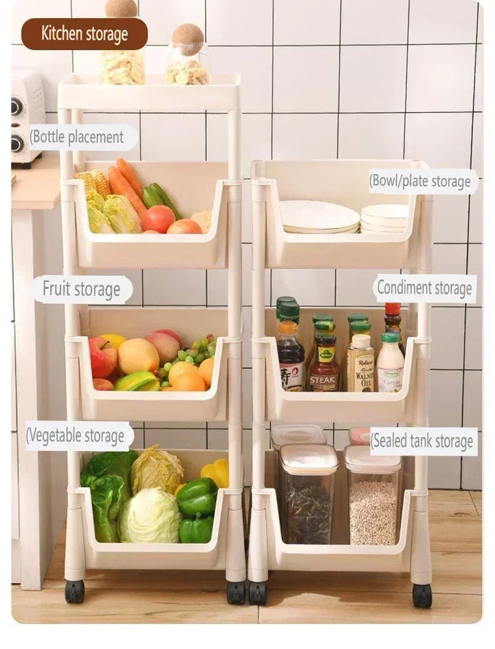 Slim Rolling Storage Rack – Multi-Tier Trolley Bookshelf Organizer