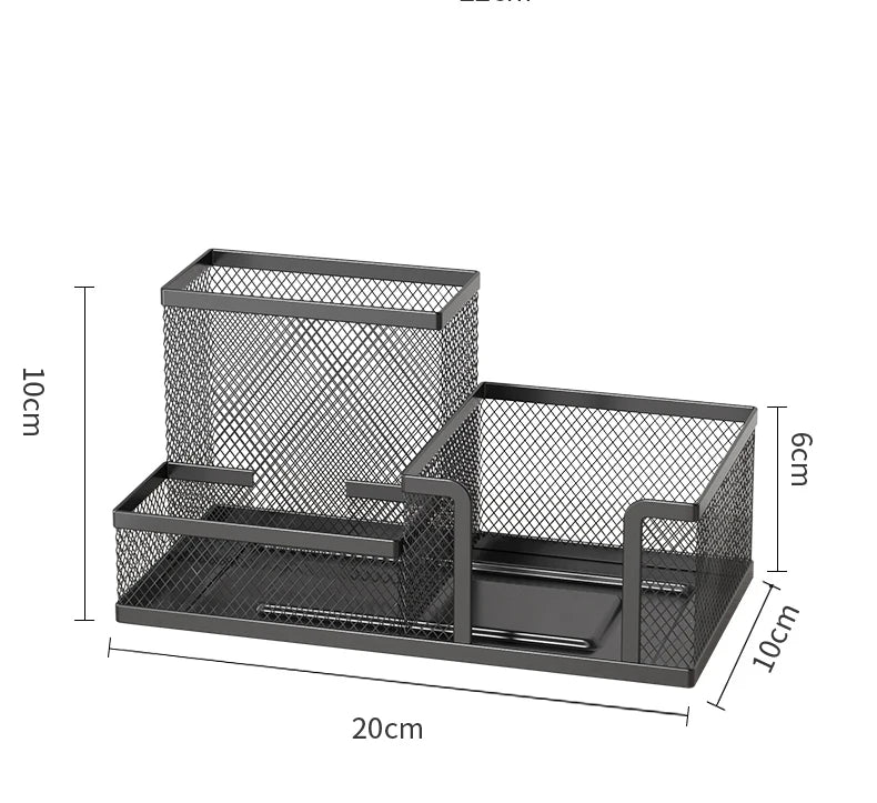 Mesh Desk Organizer | 3-Compartment Pencil Holder & Storage Caddy