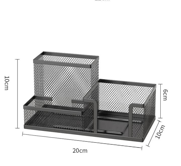 Mesh Desk Organizer | 3-Compartment Pencil Holder & Storage Caddy