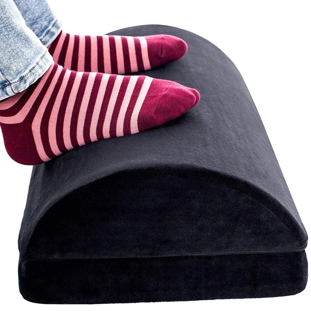 2 Heights Adjustable Foot Rest Under Desk, Soft Memory Foam Footrest Under Desk  for Foot Rest At Work, Home, Airplane, Travel