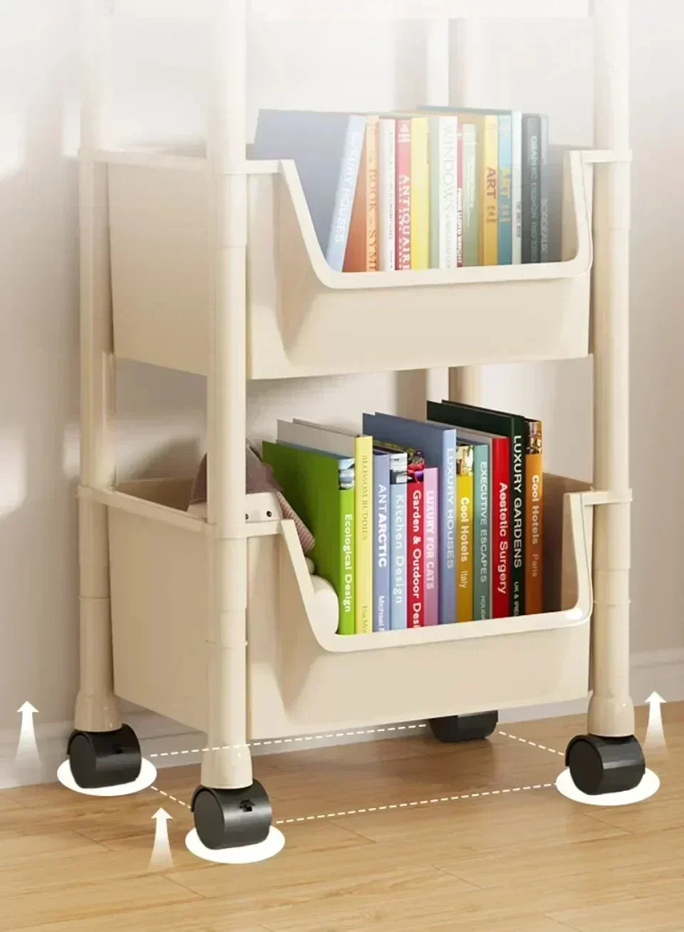 Slim Rolling Storage Rack – Multi-Tier Trolley Bookshelf Organizer
