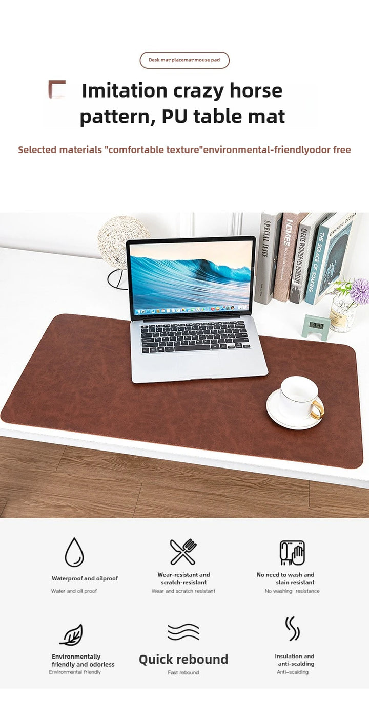 Waterproof PU Leather Desk Pad | Large Non-Slip Mouse Pad & Desk Protector