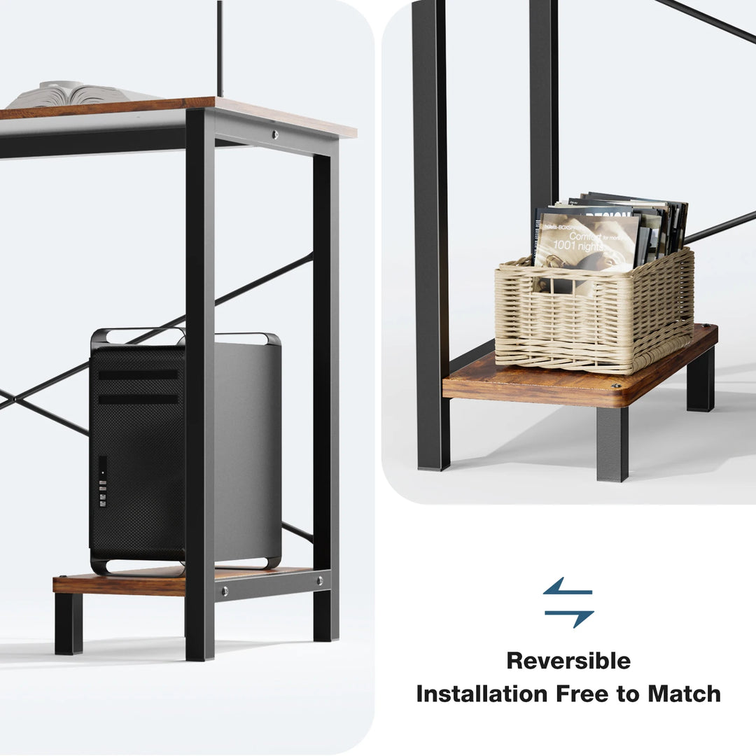 Minimalist 50” L-Shaped Office & Gaming Desk – Space-Saving Corner Workstation with CPU Shelf & Side Organizer